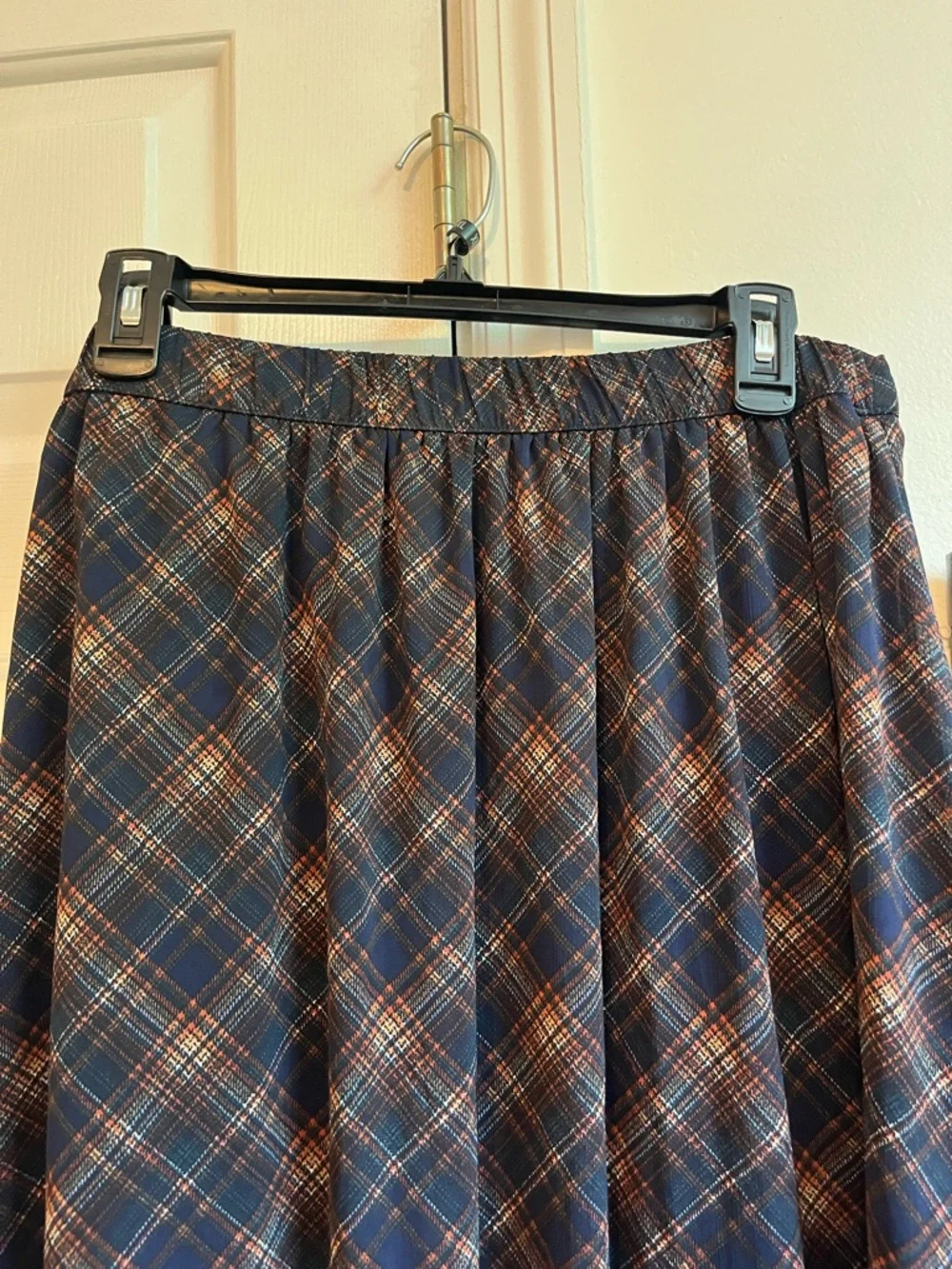 Maurices Navy Plaid A-Line Skirt with Subtle Rust and Cream Accents - Picture 4 of 4